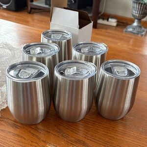 Brand New Elegant Silver Stainless Steel Tumbler Set of 6 With Lids